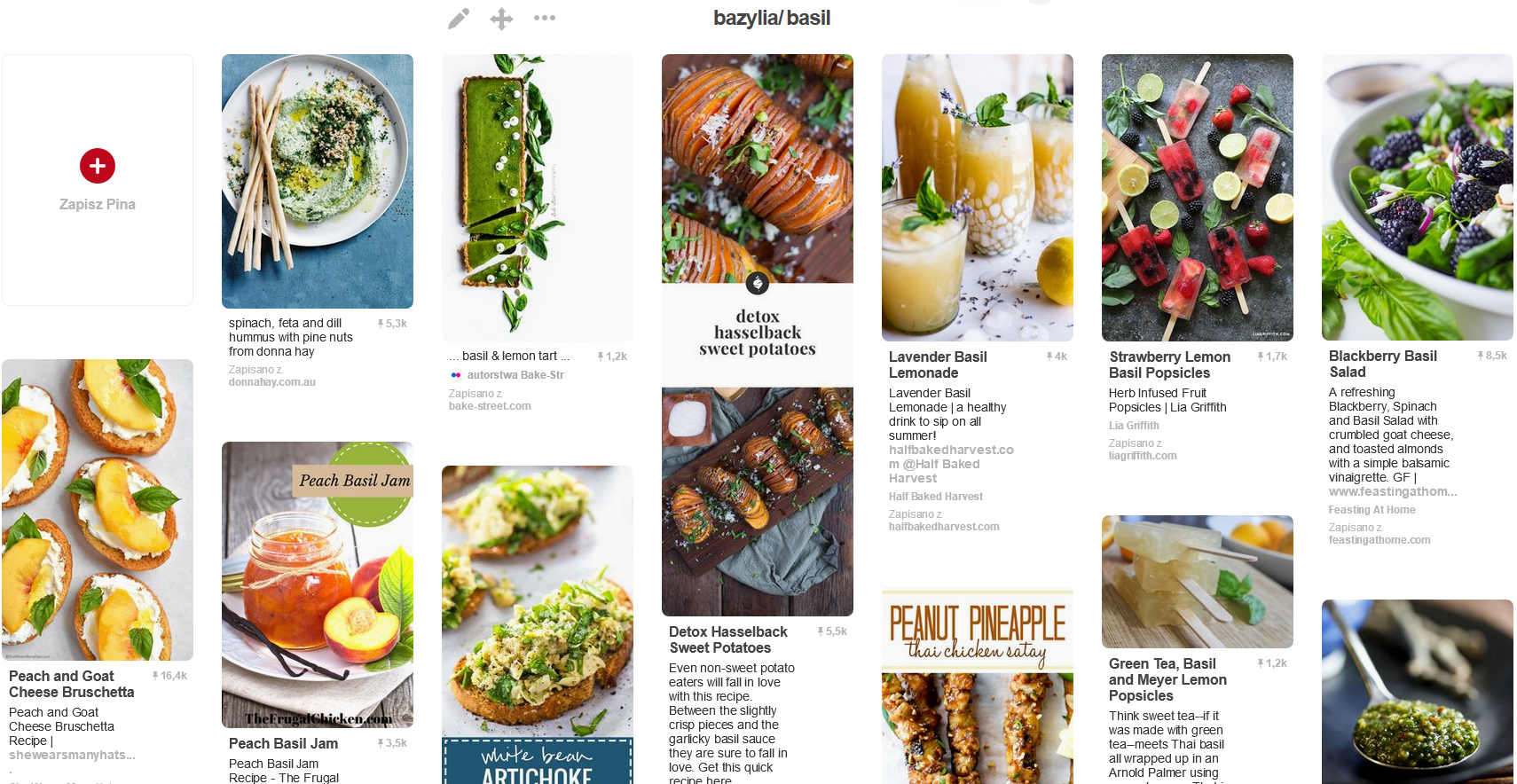 Pinterest – tablica inspiracji kulinarnych na dania, desery i napoje z bazylią